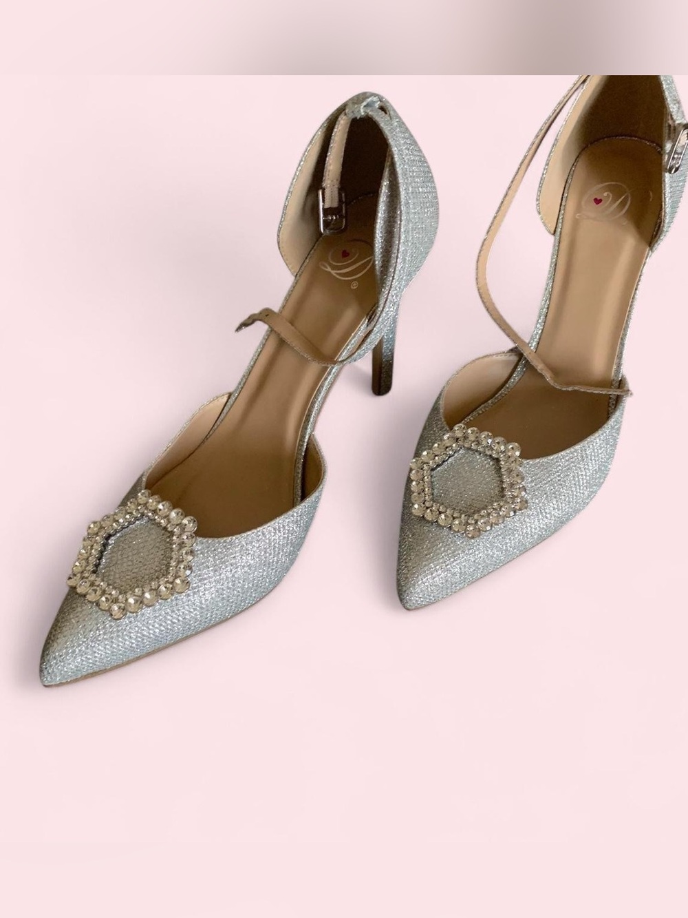 Women’s Silver Embellished Pointed-Toe Heels